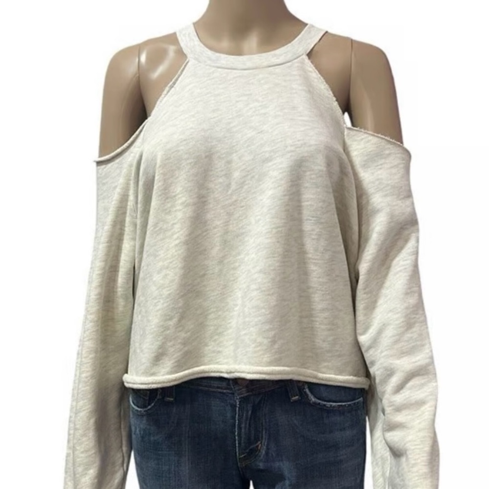 We The Free Light Cream Cold Shoulder French Terry Sweatshirt